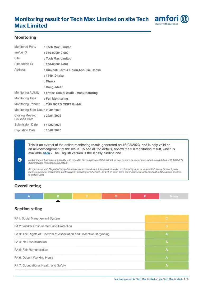 Resultado del seguimiento de Tech Max Limited en el sitio Tech Max Limited