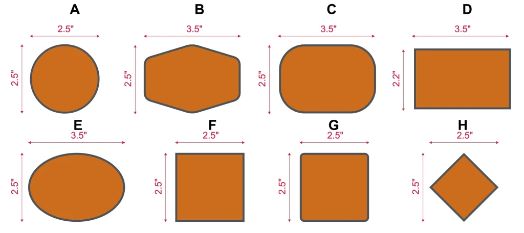 verschiedene Formen von Cap Patches