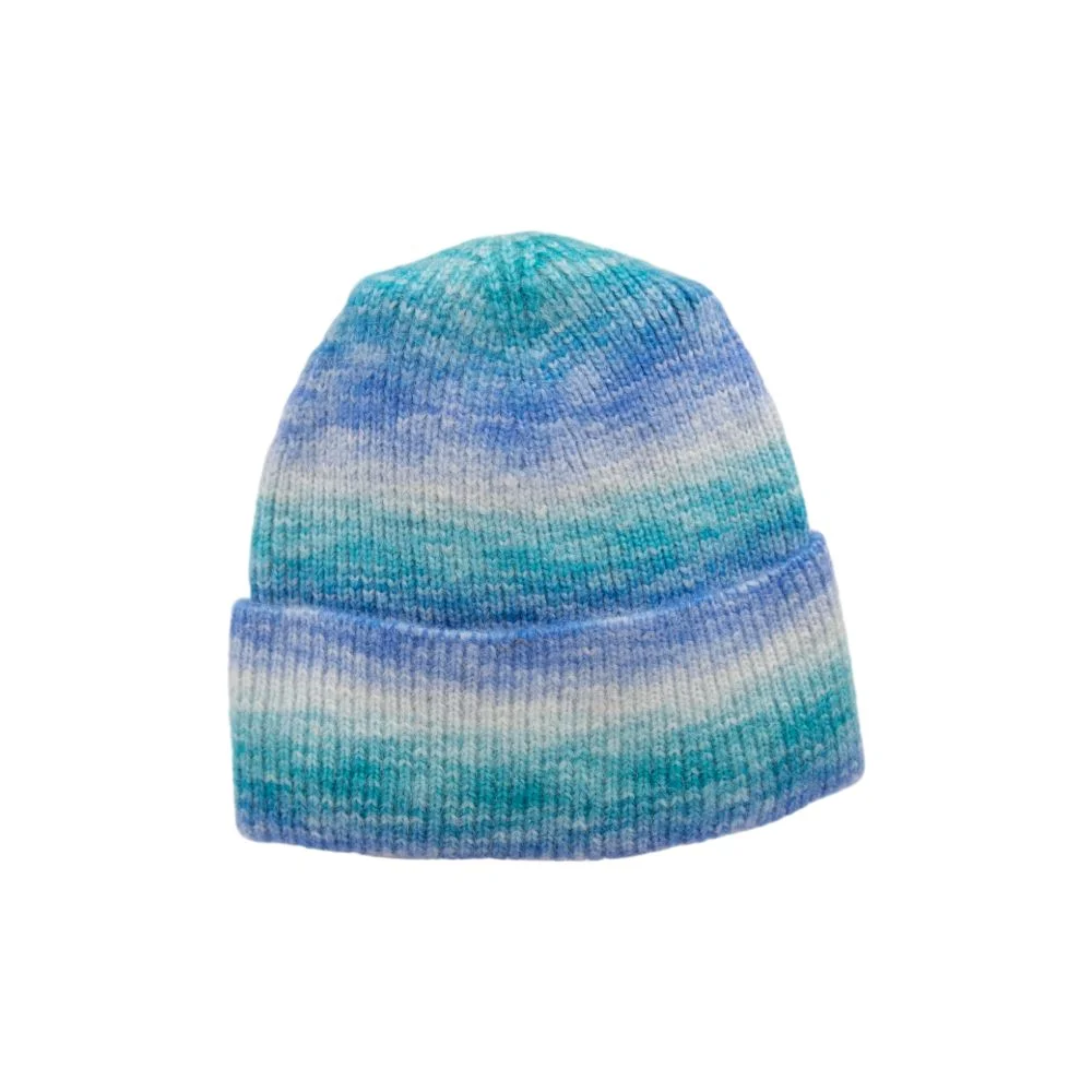 Шапка-бини сине-белого градиента и отворотом