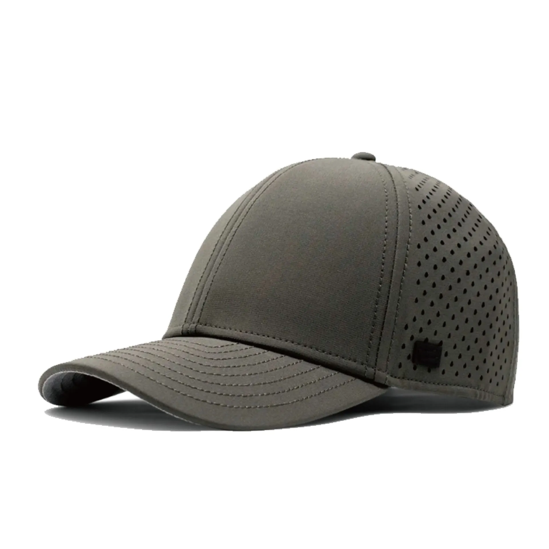 Olive performance hat with breathable perforated panels
