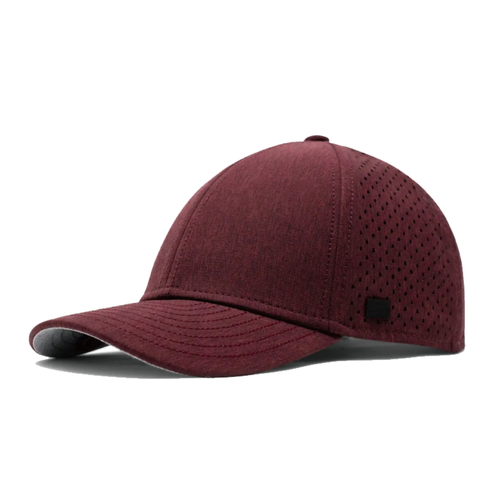 Solid maroon performance hat with ventilated side panels Solid maroon performance hat with ventilated side panels