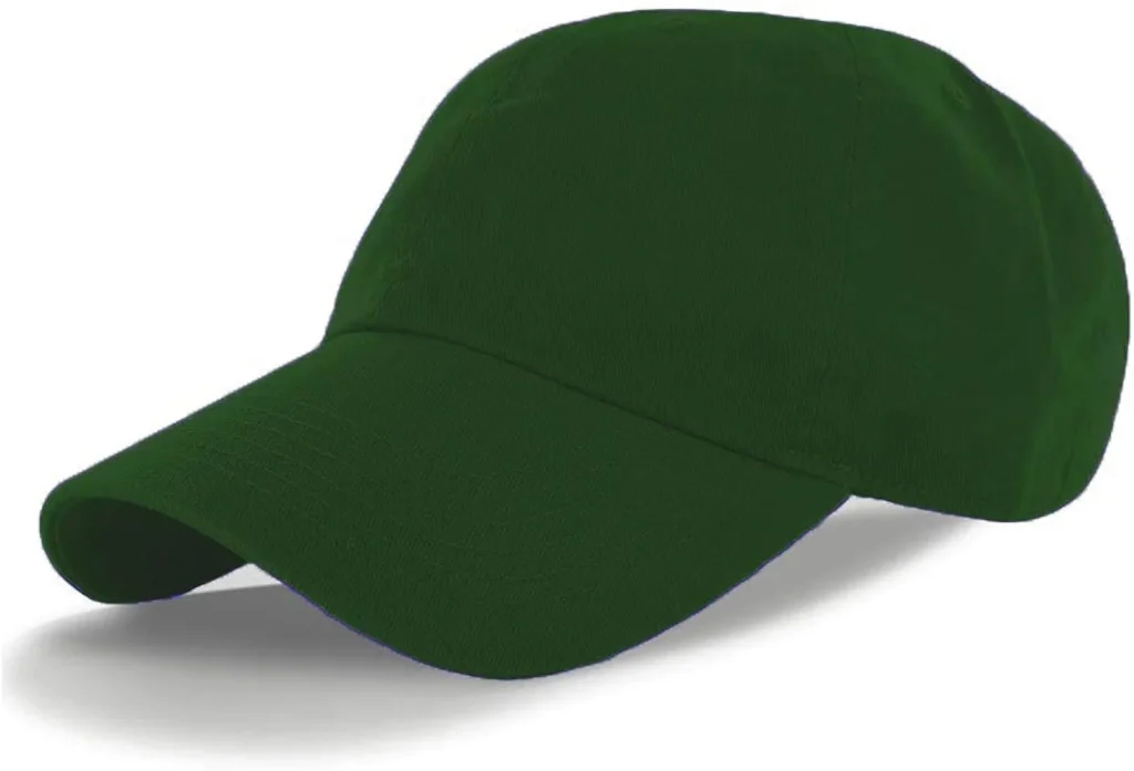 Dark green baseball cap with a curved brim