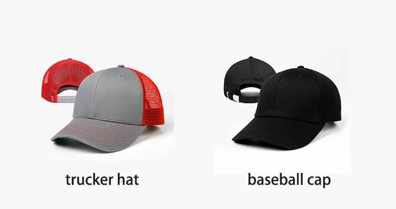 Gráfico comparativo entre gorra de camionero y gorra de béisbol