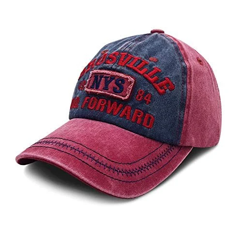 Vintage red and navy NYS 84 distressed cap