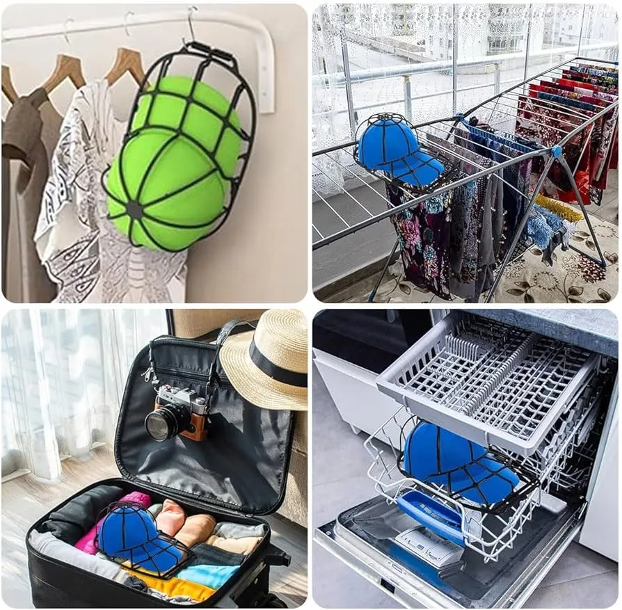Cap cage in use hanging drying packed and in dishwasher