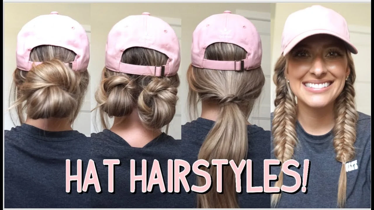 Four hairstyles for pink baseball cap