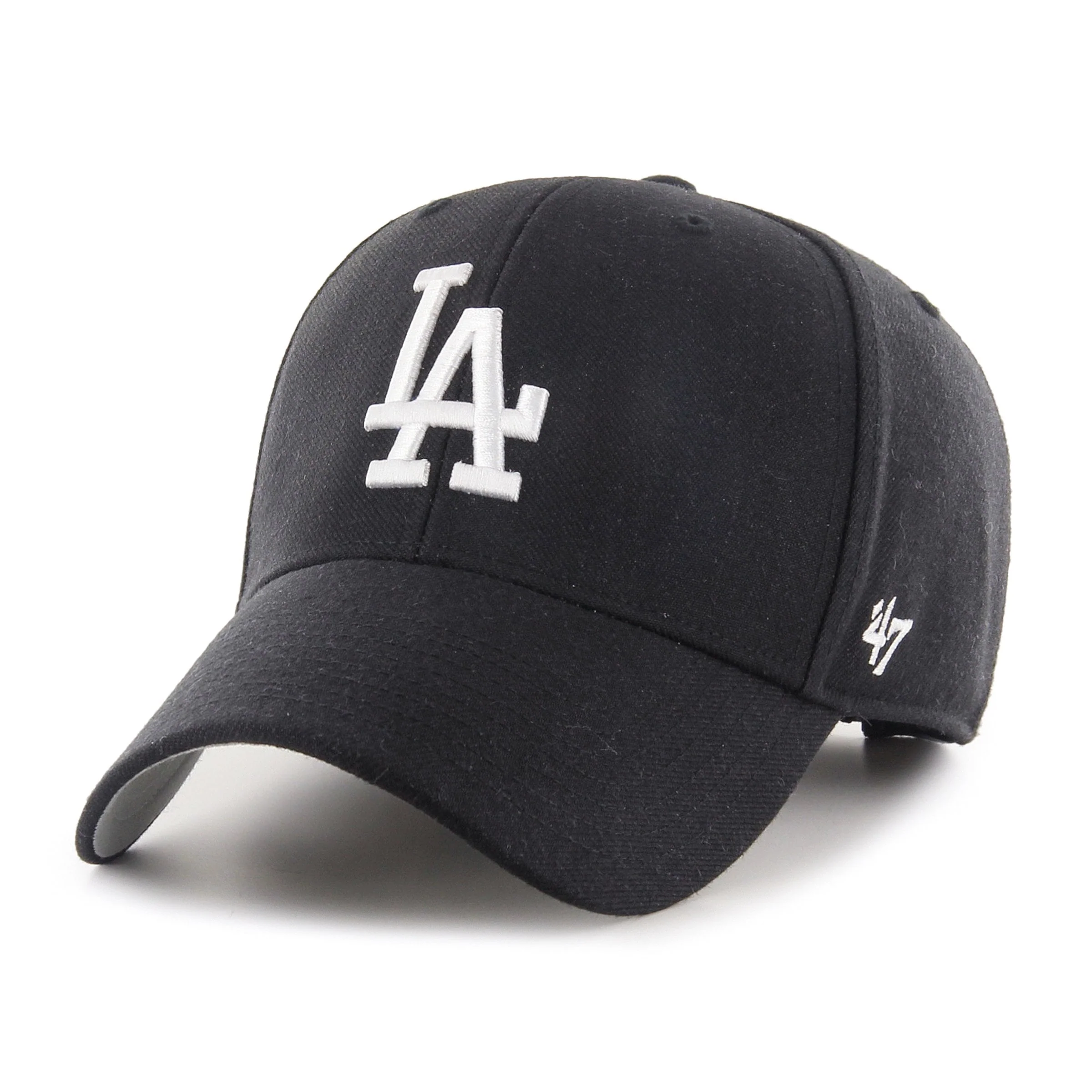 Black cap with white LA Dodgers logo and 47 branding on the side