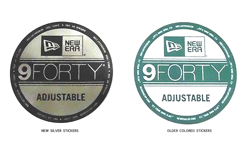 Comparison of new silver and old green 9FORTY stickers