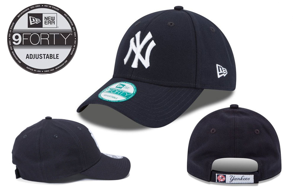Navy New Era 9FORTY cap with Yankees logo front and back