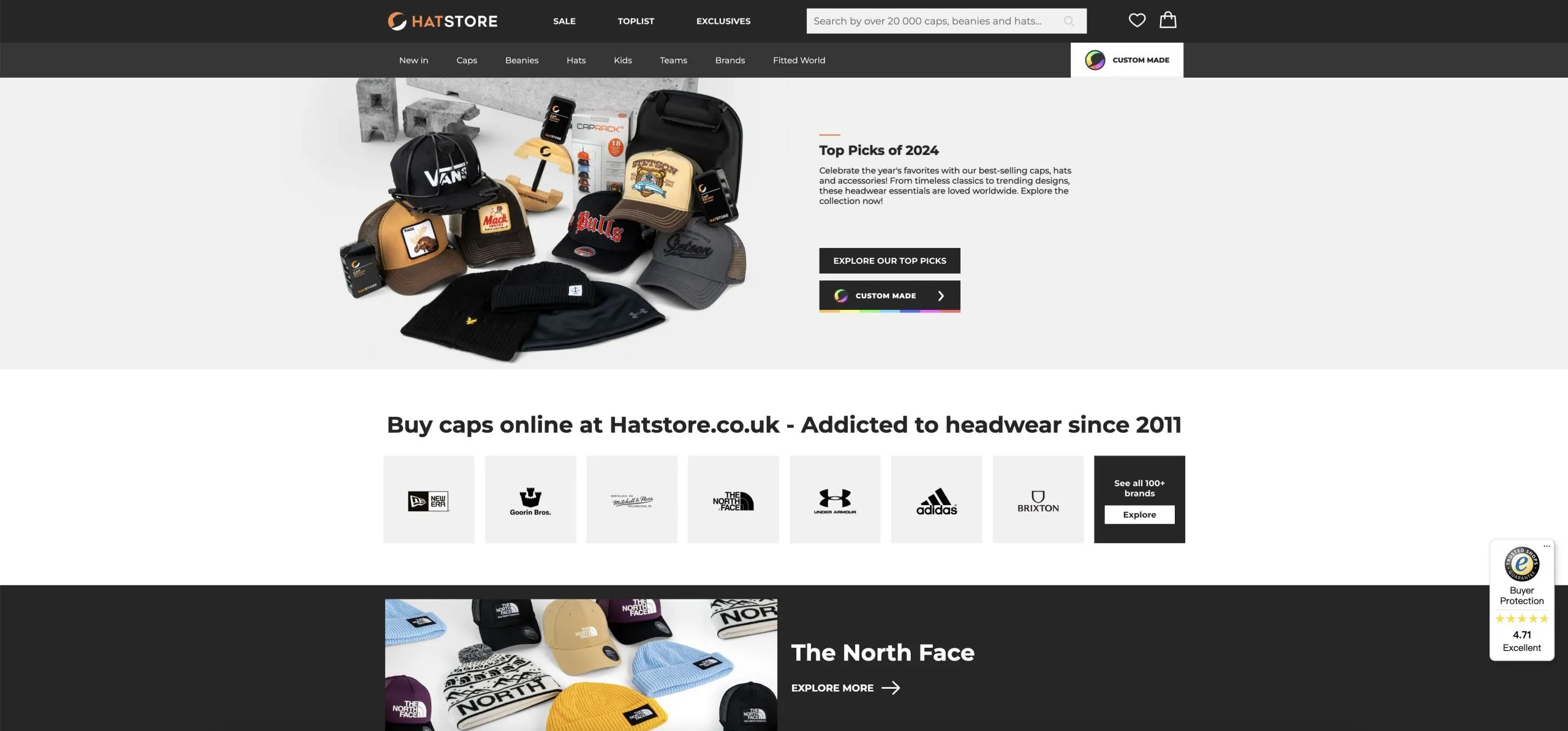Sitio web de Hatstore UK