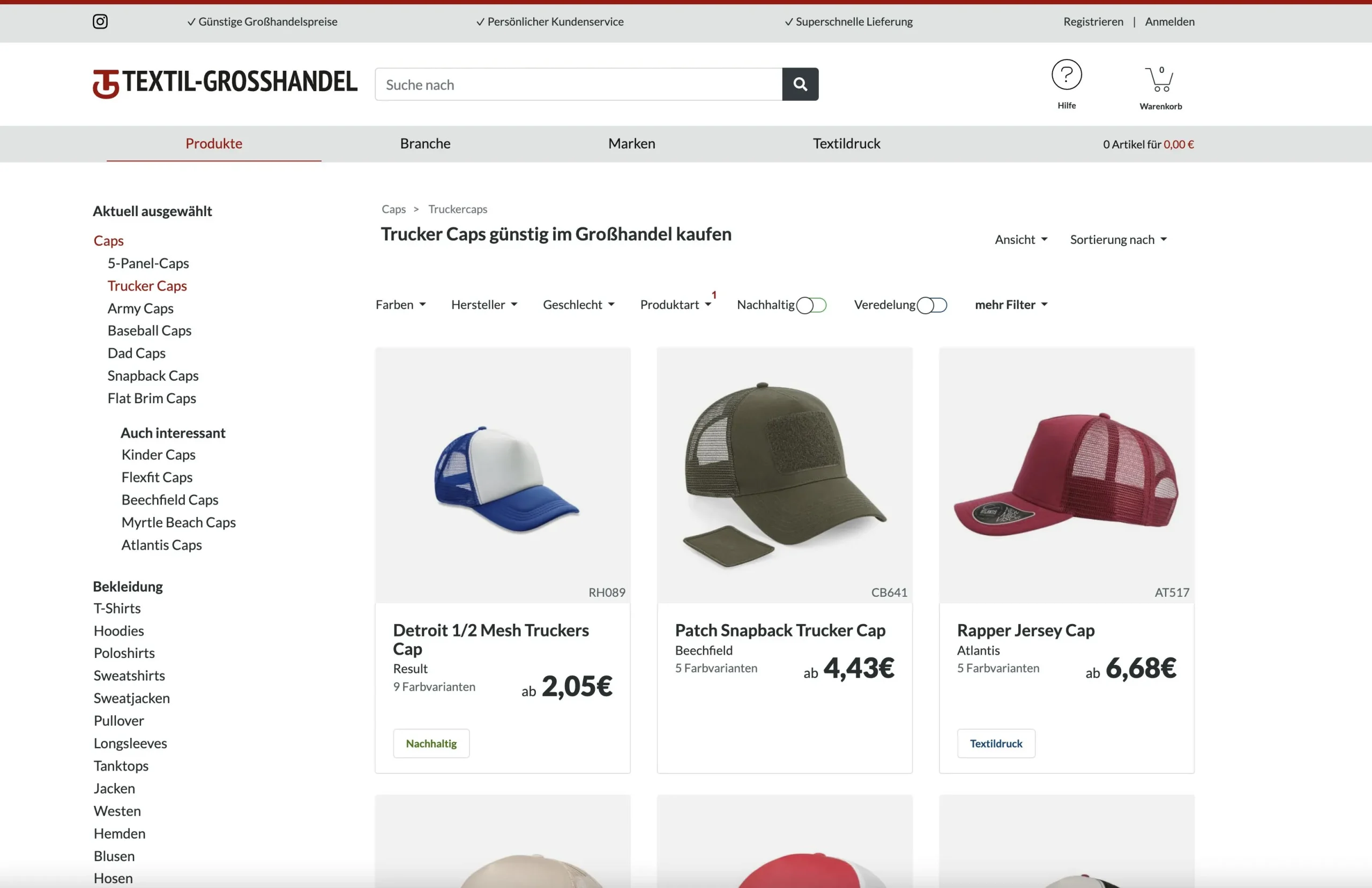 Textil Großhandel Website Textil Großhandel Website