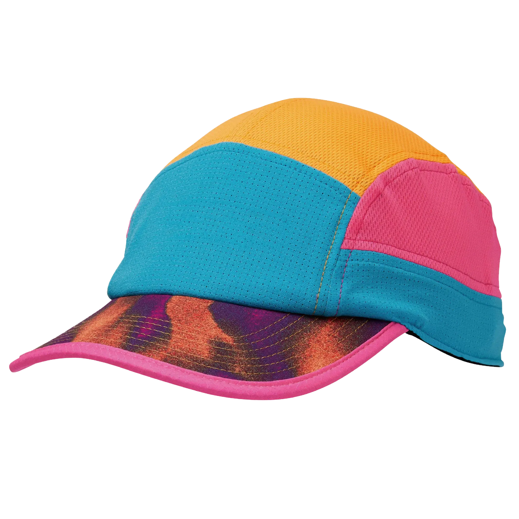 Cappellino sportivo luminoso con pannelli colorati e visiera vivace