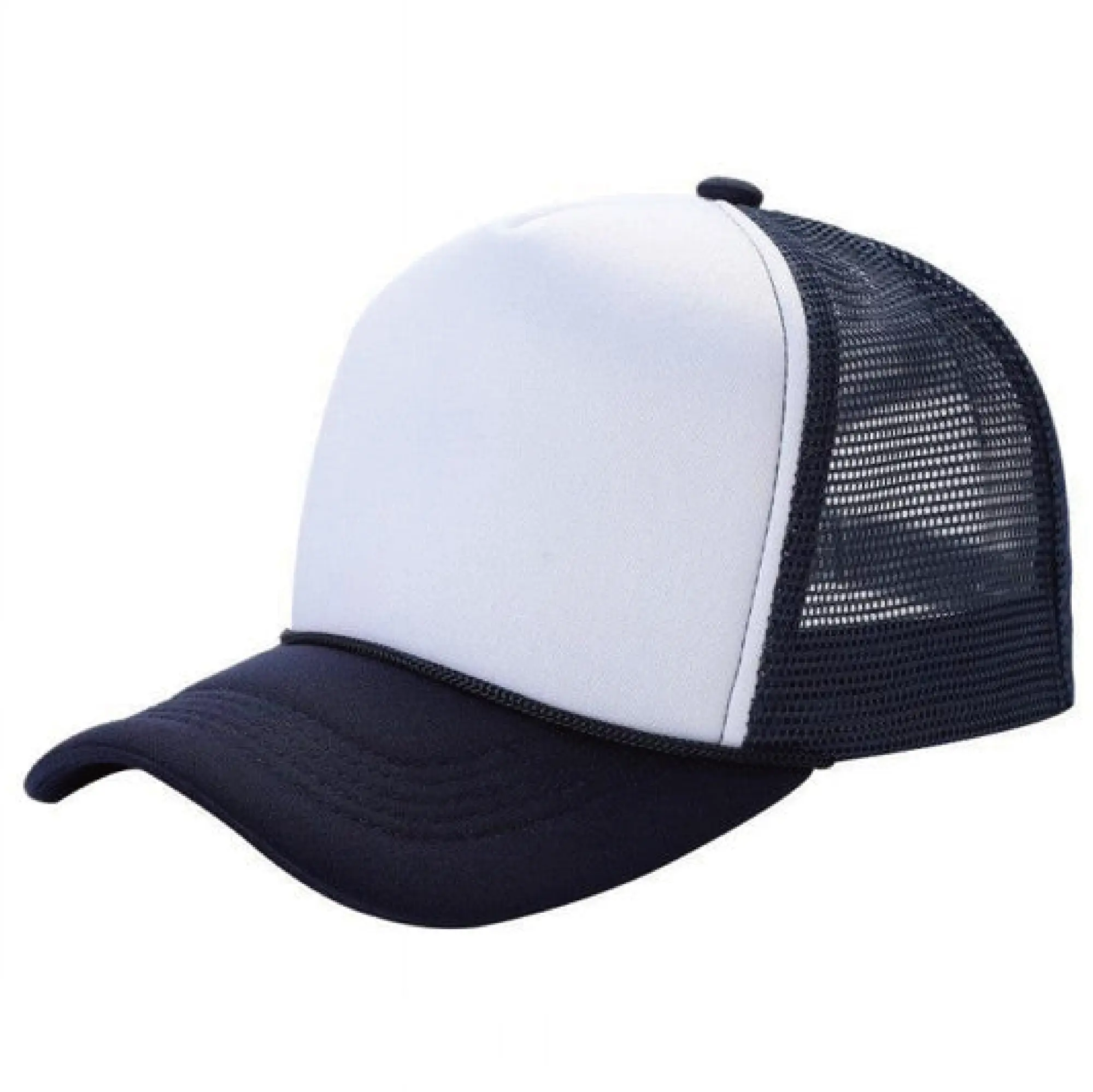 Navy blue and white mesh cap classic trucker style Navy blue and white mesh cap classic trucker style