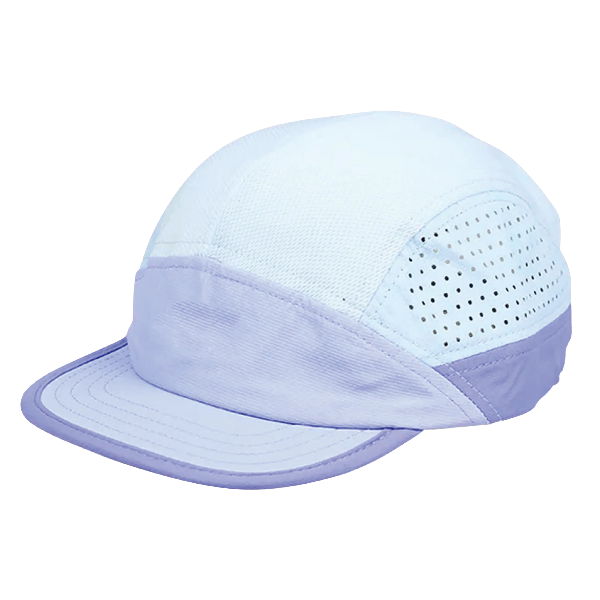 Cappellino sportivo viola e bianco con lati in rete traspirante