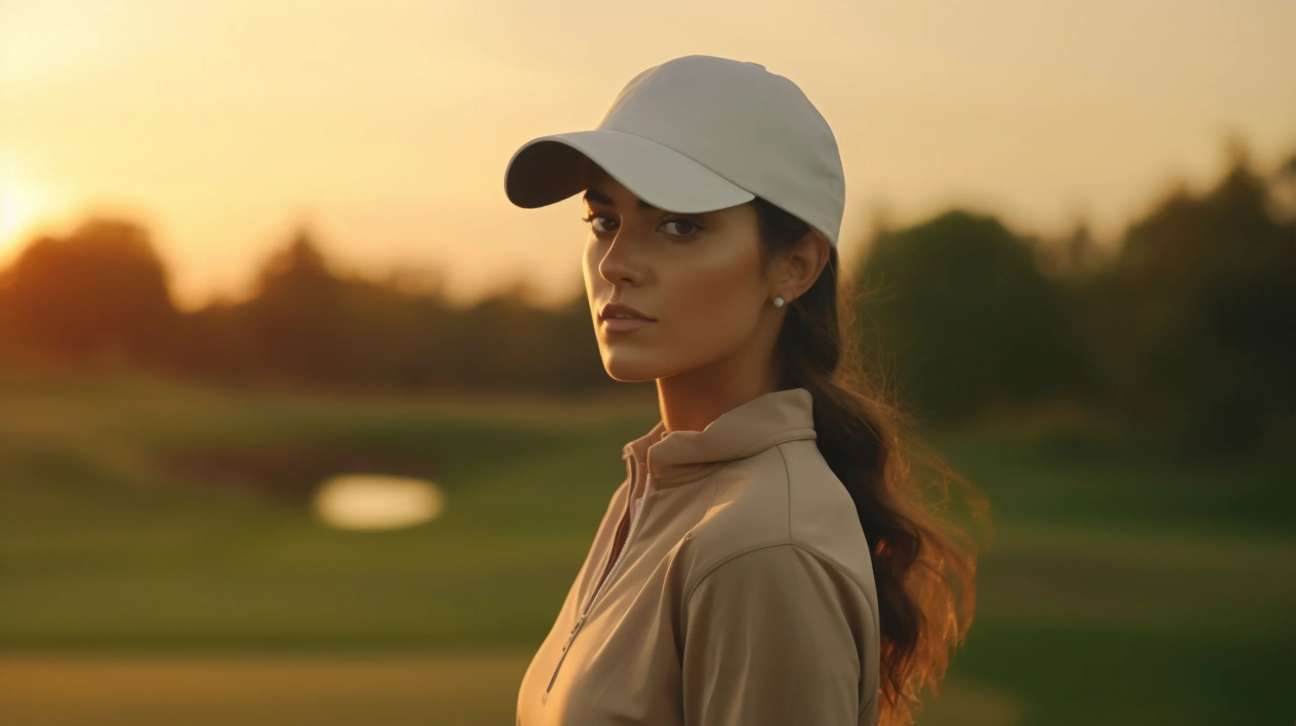 medium shot woman playing golf outdoors compressed medium shot woman playing golf outdoors compressed