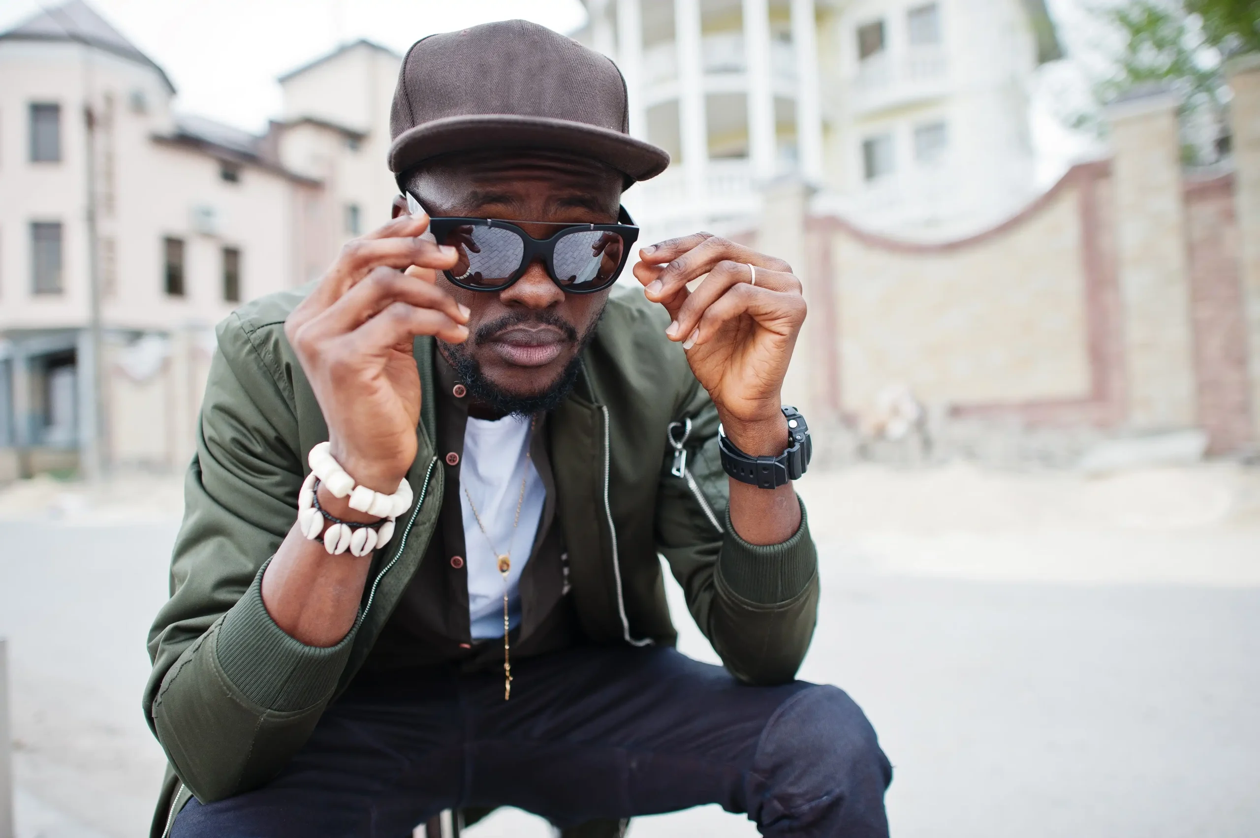 close up portrait stylish african american man wear sunglasses cap outdoor street fashion black man compressed close up portrait stylish african american man wear sunglasses cap outdoor street fashion black man compressed