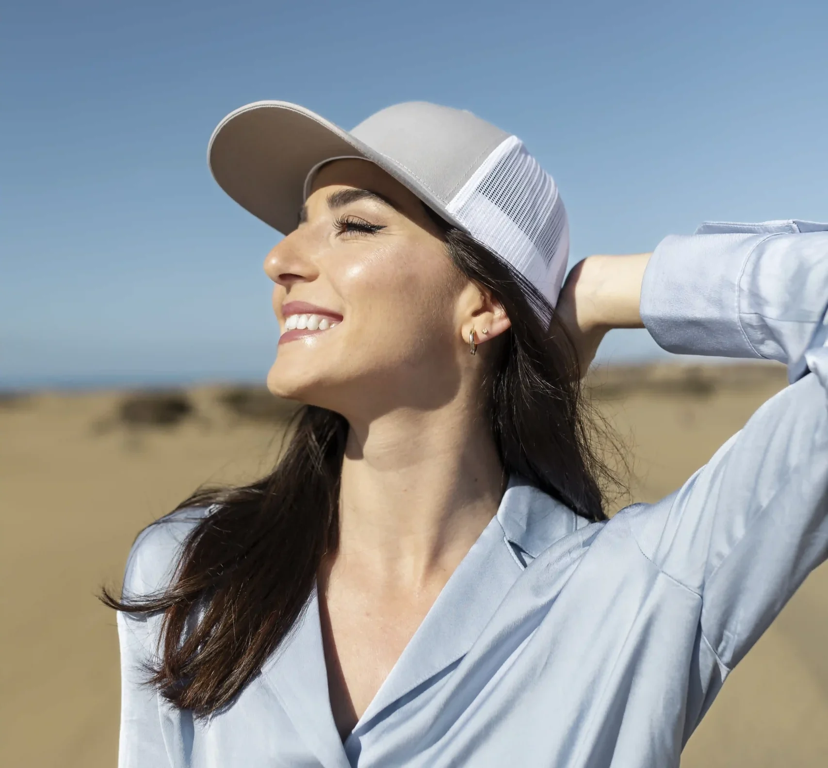 medium shot smiley woman posing with hat medium shot smiley woman posing with hat