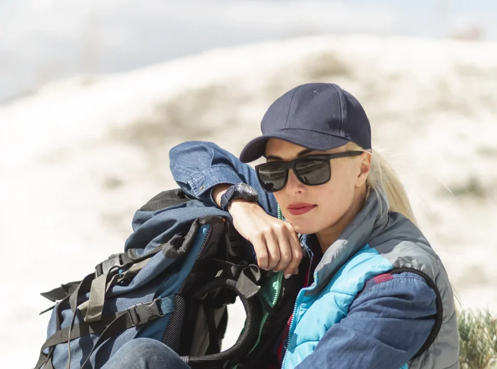 woman performance hat backpack outdoor