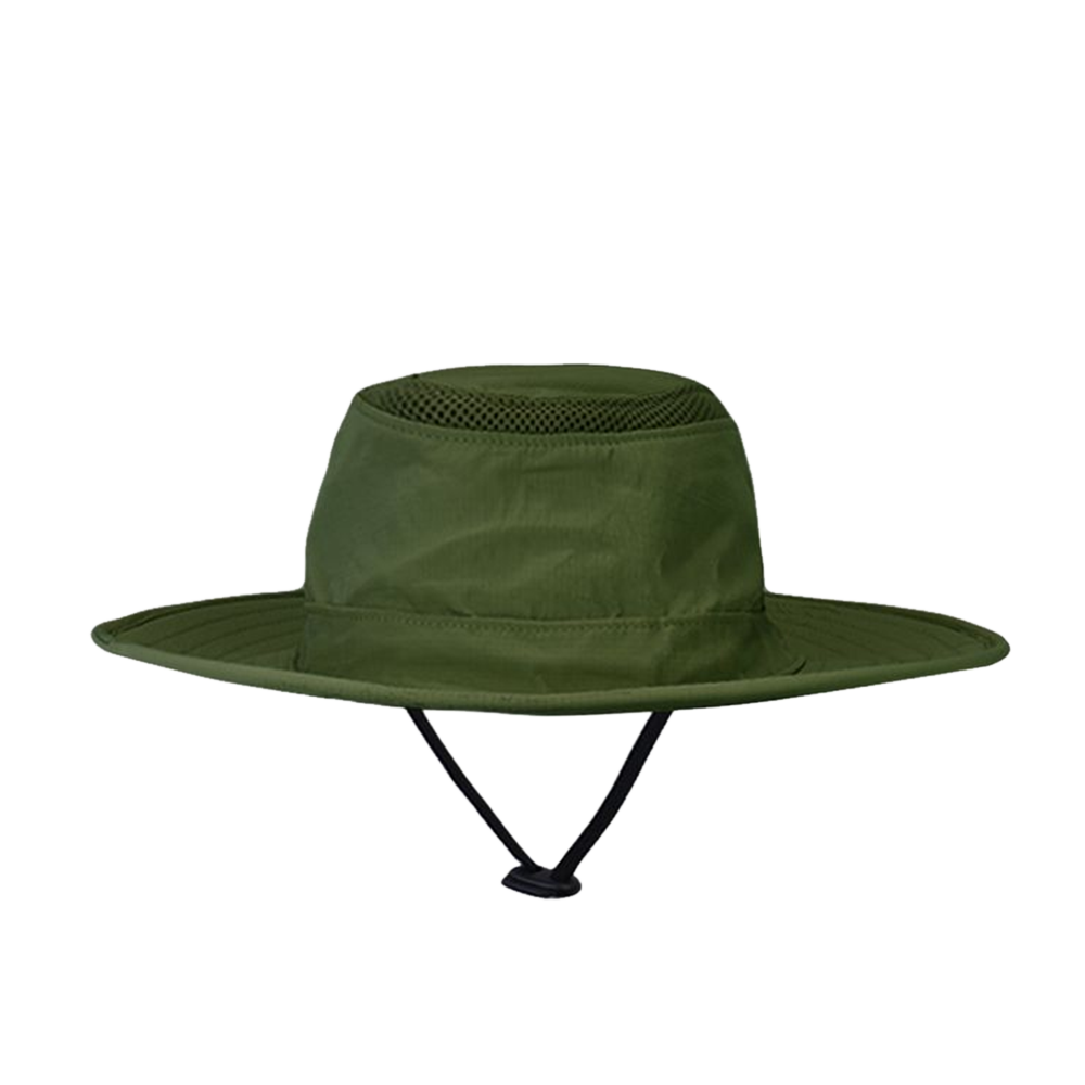 Gorra color oliva con corona de malla y correa para la barbilla