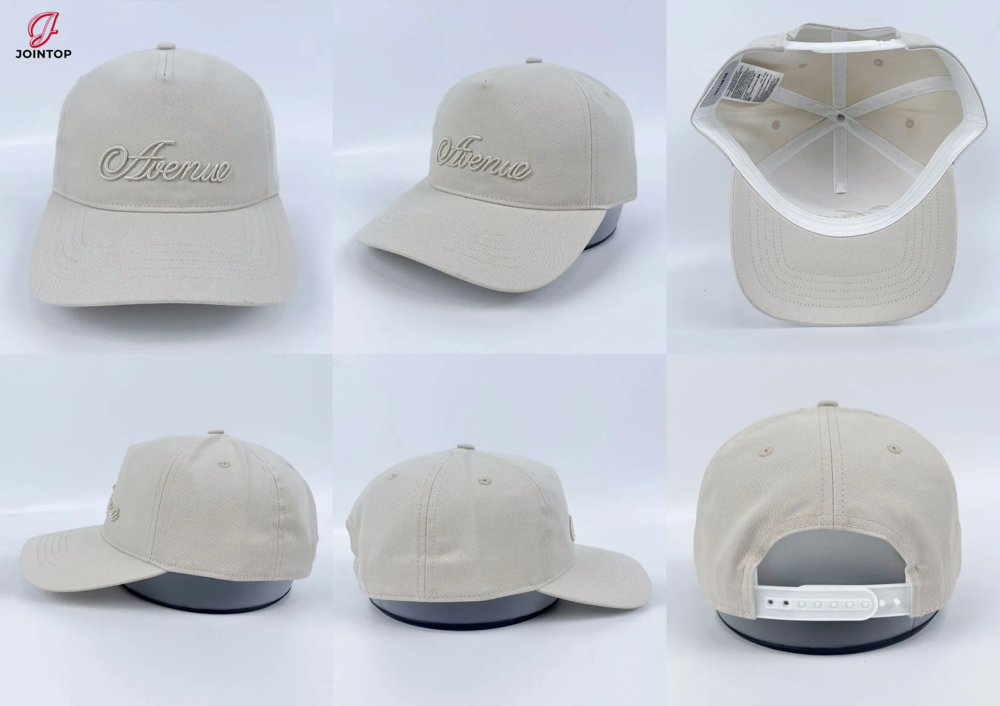 Beige cap with Avenue script embroidery