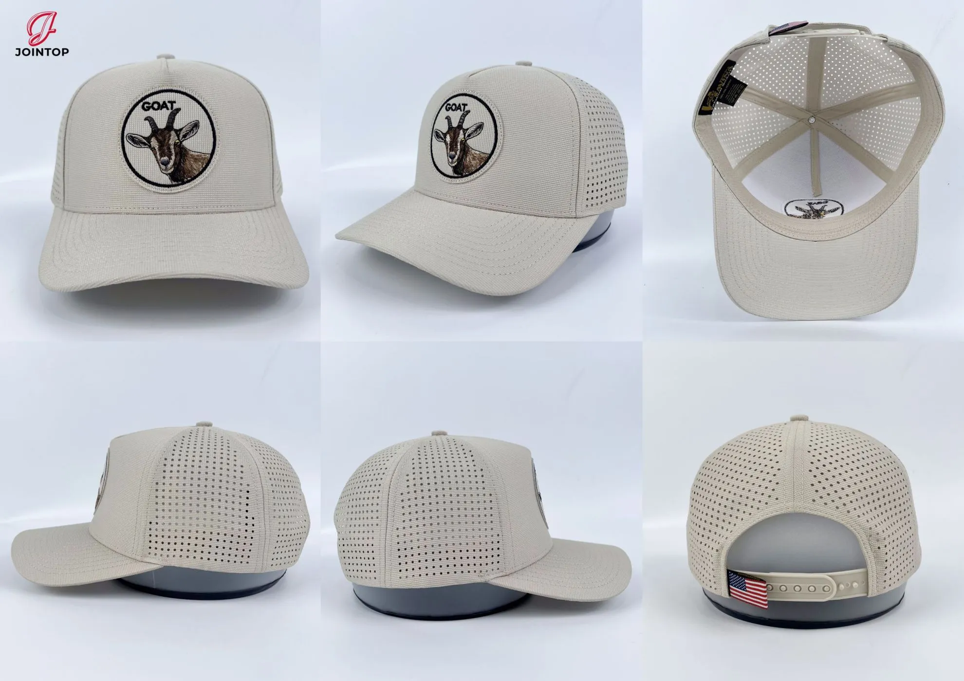 Beige cap with GOAT and goat head embroidery