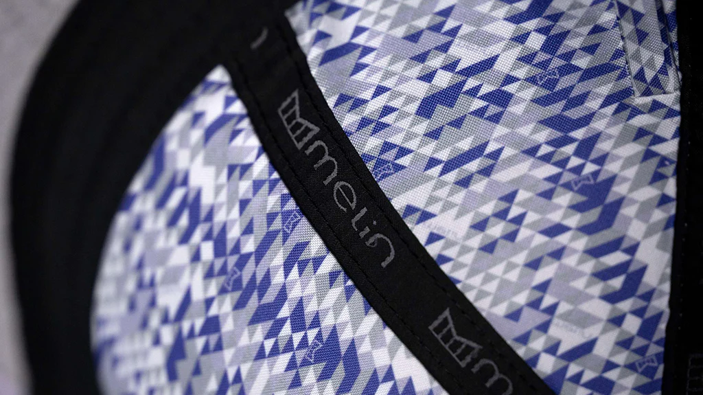 Close up of Melin hats patterned strap
