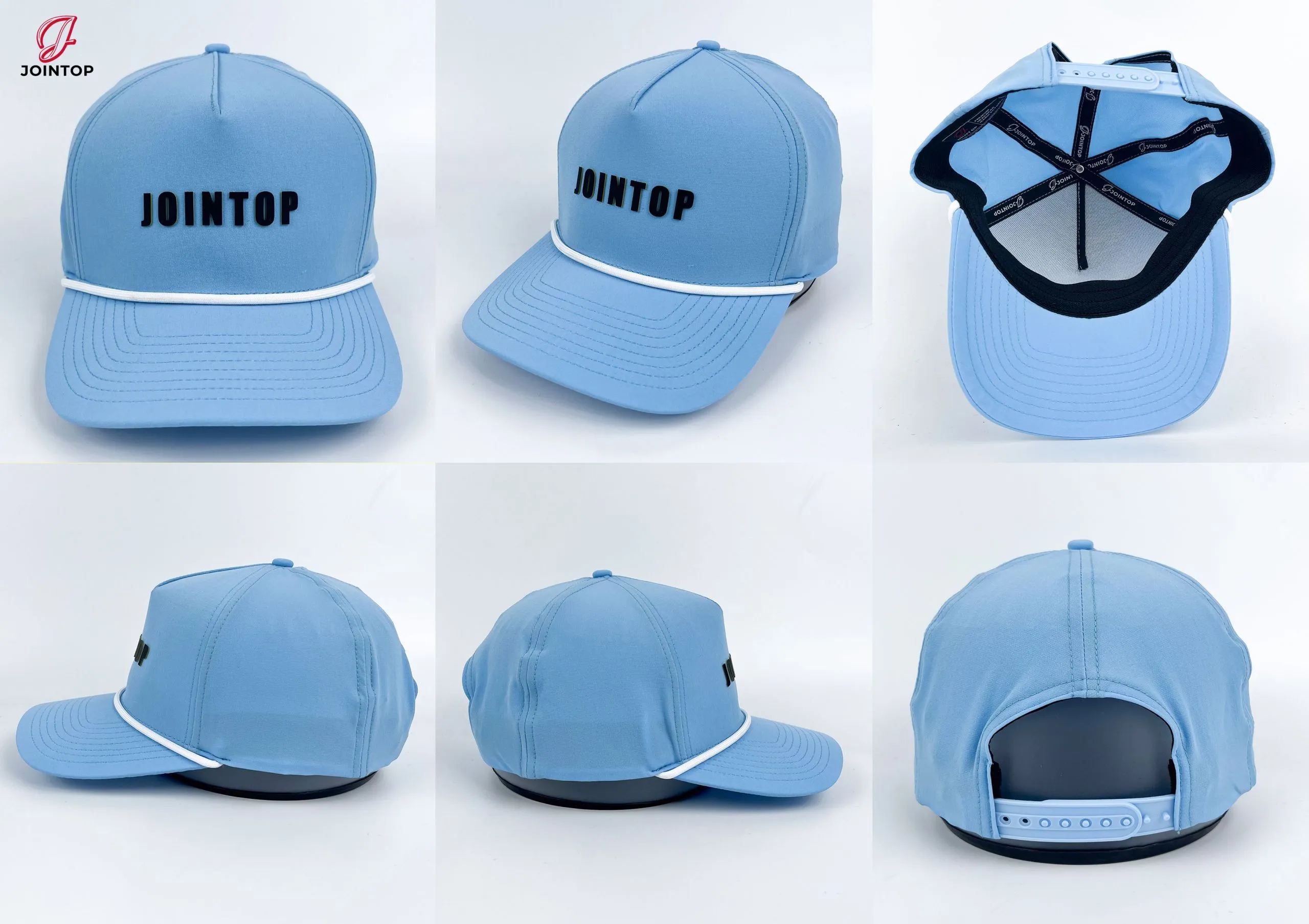 Gorra azul claro con JOINTOP negro y ribete blanco