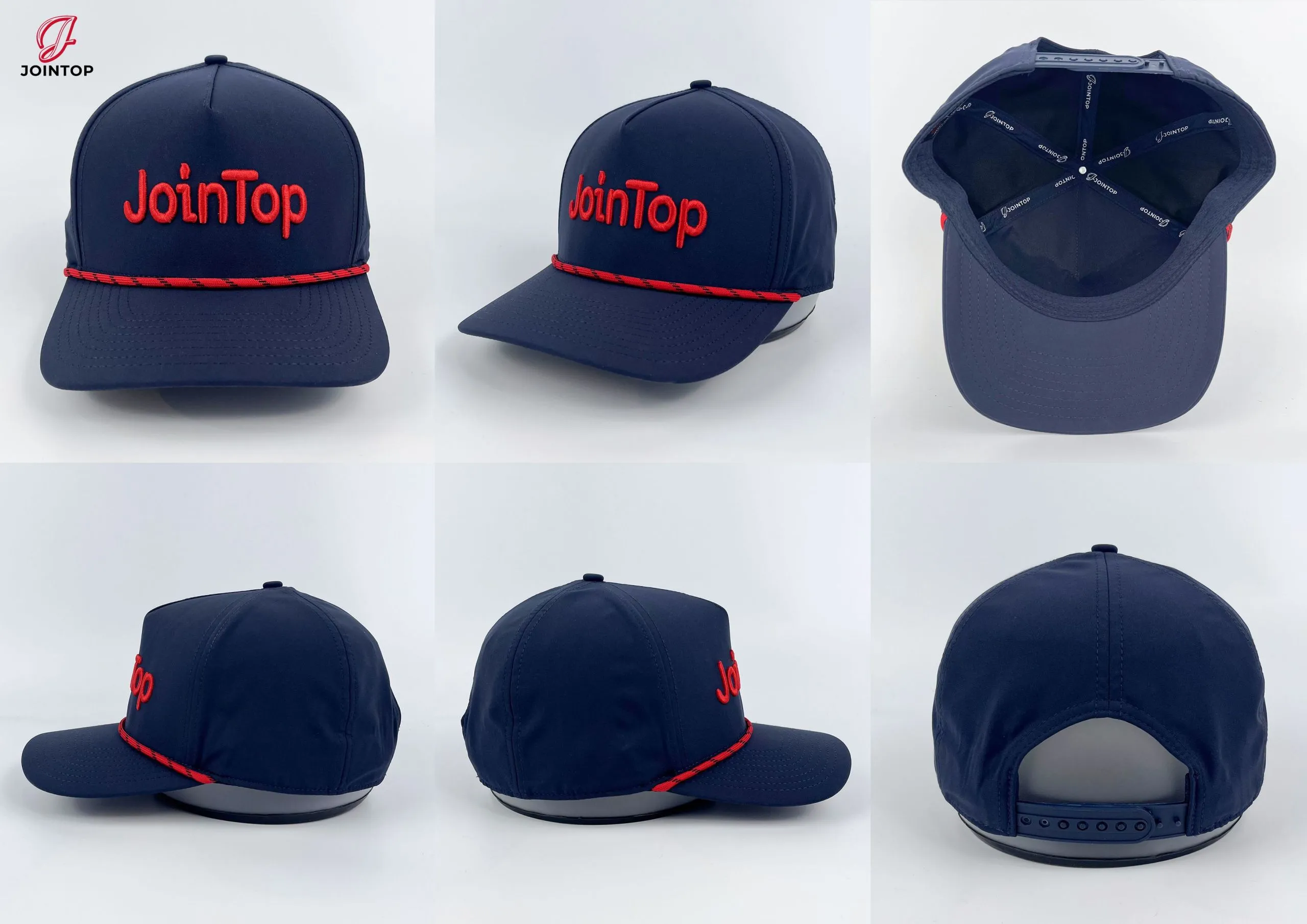 Gorra azul marino con JoinTop en bordado rojo