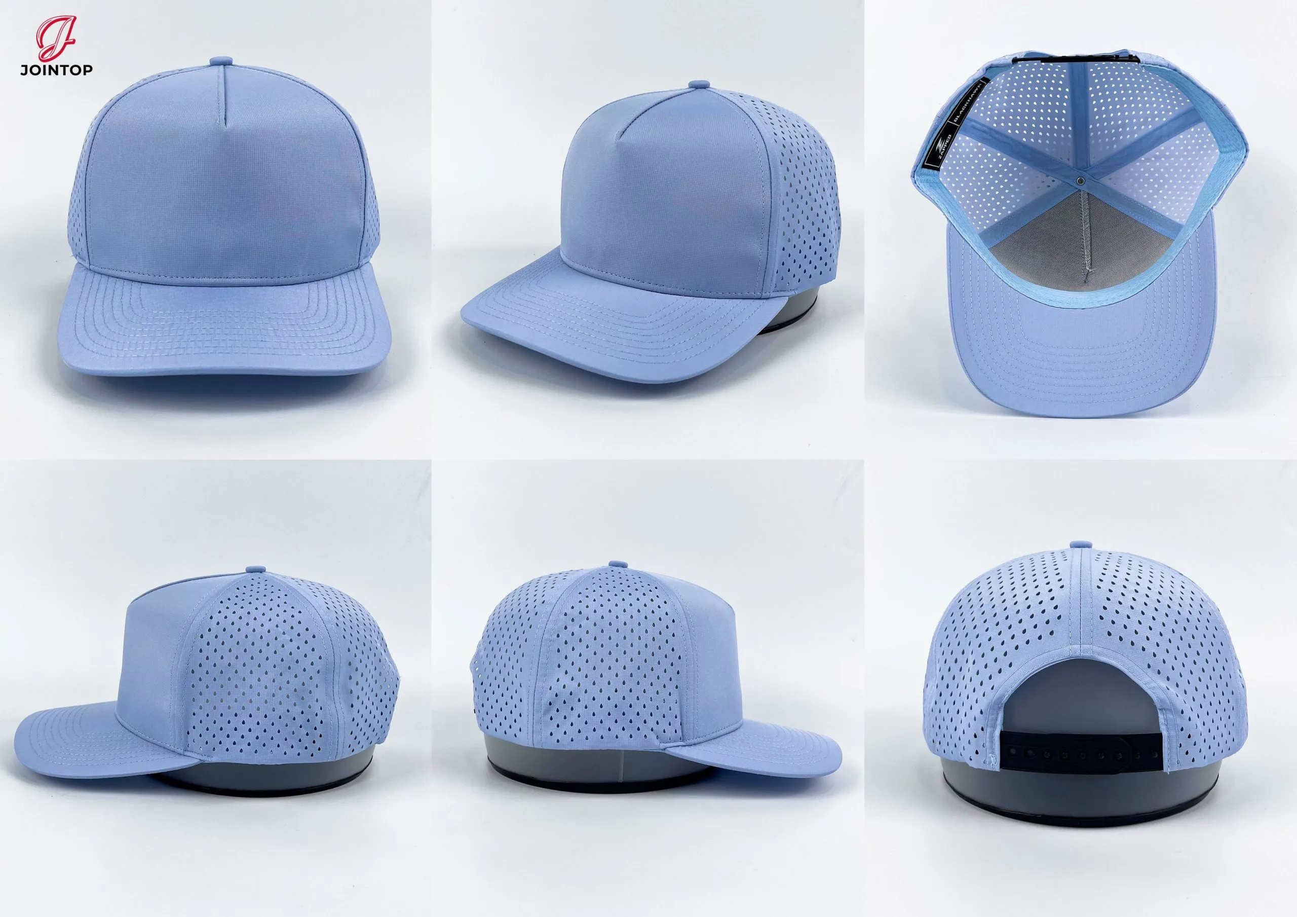 Gorra perforada azul cielo sin logotipo visible