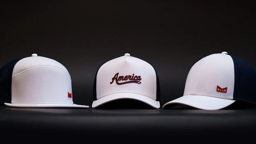 Three Melin hats with different designs