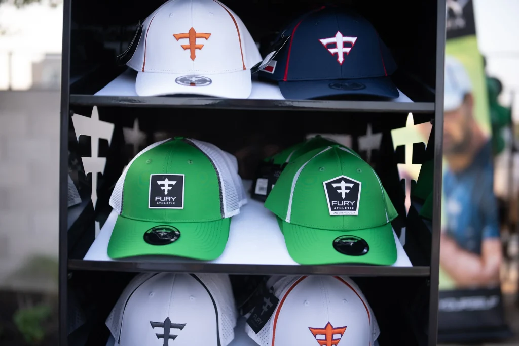 Fury Athletix Hats on display