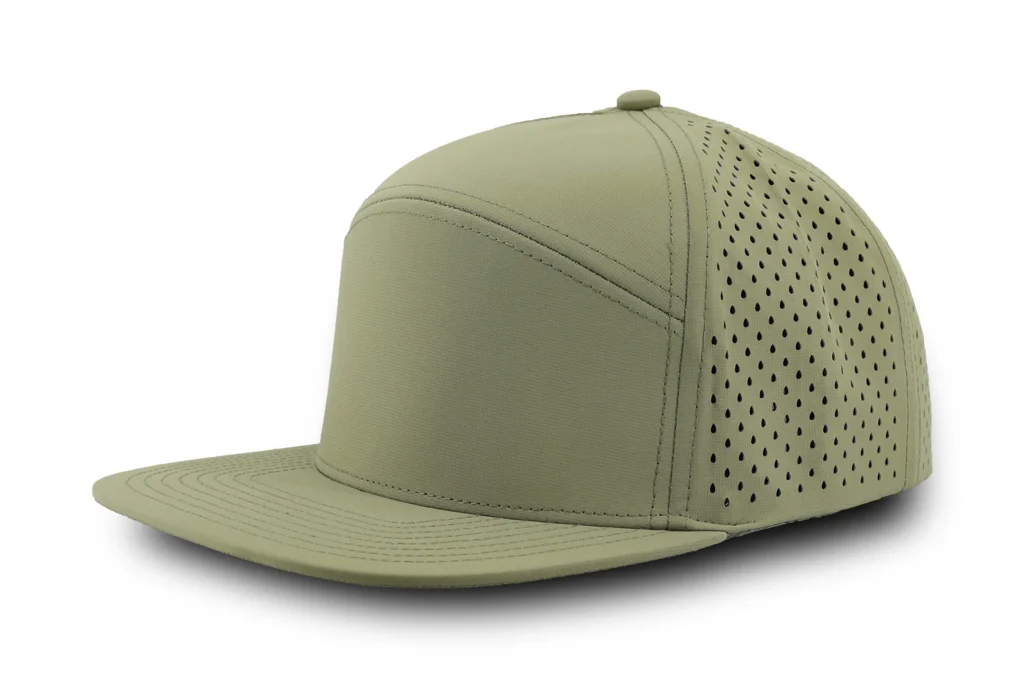 Olive green Zapped Headwear custom golf hat mesh side