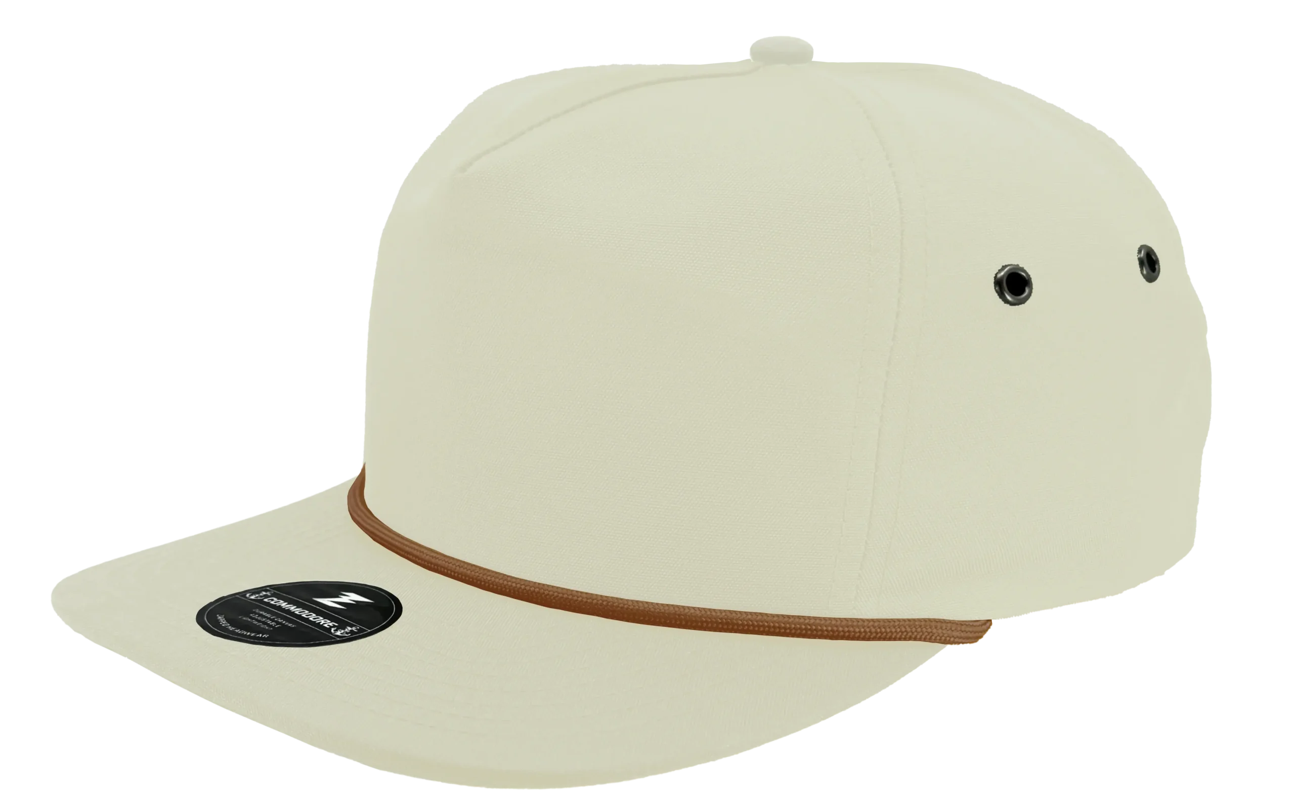 White Zapped Headwear custom golf hat brown trim White Zapped Headwear custom golf hat brown trim