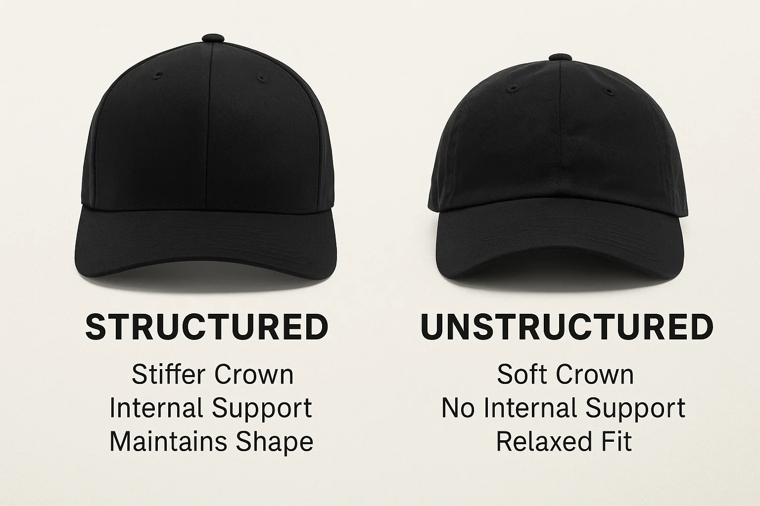 An infographic comparing structured and unstructured hats An infographic comparing structured and unstructured hats