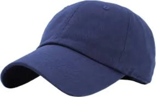 Navy blue low profile hat with a curved brim