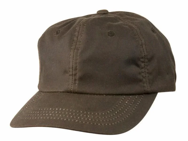 Brown waterproof cap with stitched brim Brown waterproof cap with stitched brim