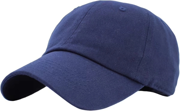 Simple navy blue baseball cap front angle Simple navy blue baseball cap front angle