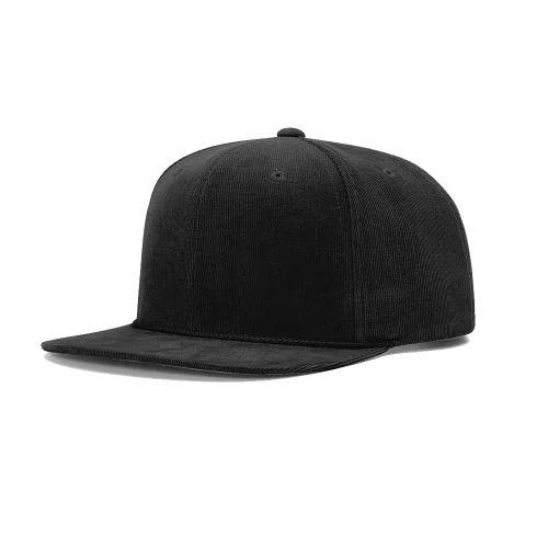 Gorra snapback negra con una elegante textura de pana