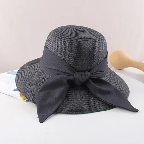 Sombrero de playa de paja negro