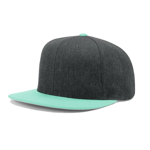 Gorra snapback negra y verde menta con visera plana
