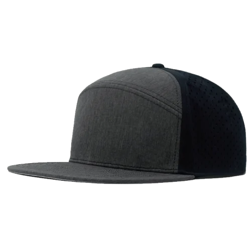 Gorra multipanel gris y negra con un diseño moderno y elegante