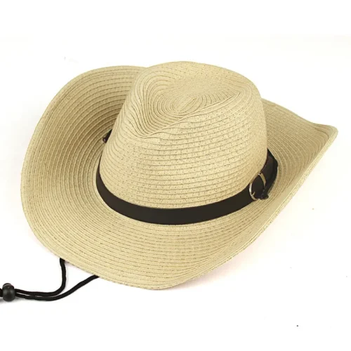 Sombrero vaquero de paja color beige claro