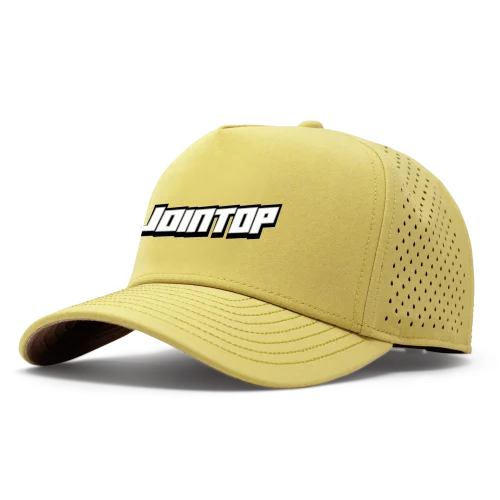 Gorra deportiva amarilla con logotipo de Jointop y laterales ventilados
